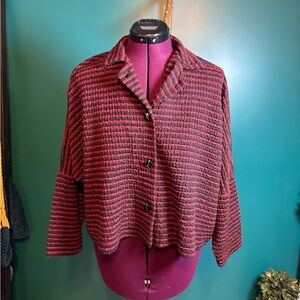 Striped Red and Black Women's Blazer